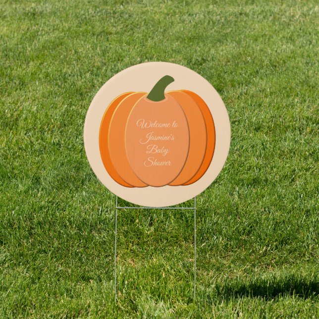 Cute Orange Gender Neutral Pumpkin Baby Shower Sign (Insitu)