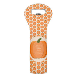 Cute Orange Gender Neutral Pumpkin Baby Shower Wine Bag