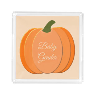 Cute Orange Gender Neutral Pumpkin Custom Acrylic Tray
