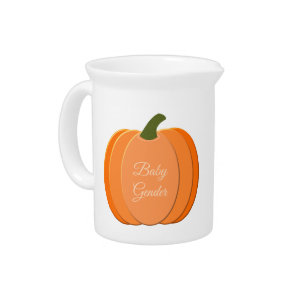 Cute Orange Gender Neutral Pumpkin Custom Beverage Pitcher