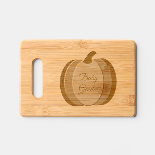 Cute Orange Gender Neutral Pumpkin Custom Engraved Cutting Board (Front)