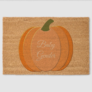 Cute Orange Gender Neutral Pumpkin Custom Fiber Doormat