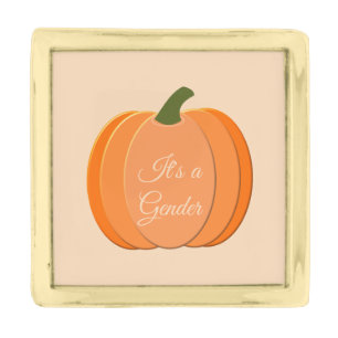 Cute Orange Gender Neutral Pumpkin Custom Gold Finish Lapel Pin