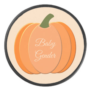 Cute Orange Gender Neutral Pumpkin Custom Hockey Puck