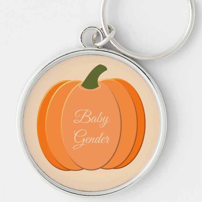 Cute Orange Gender Neutral Pumpkin Custom Keychain (Front)
