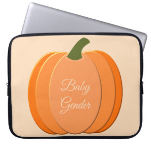Cute Orange Gender Neutral Pumpkin Custom Laptop Sleeve