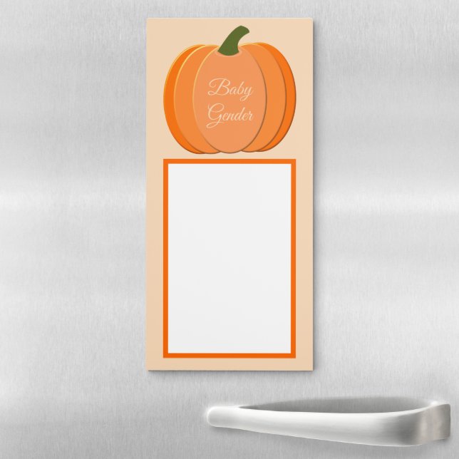 Cute Orange Gender Neutral Pumpkin Custom Magnetic Notepad (In Situ)