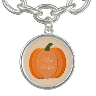 Cute Orange Gender Neutral Pumpkin Custom New Mom Bracelet