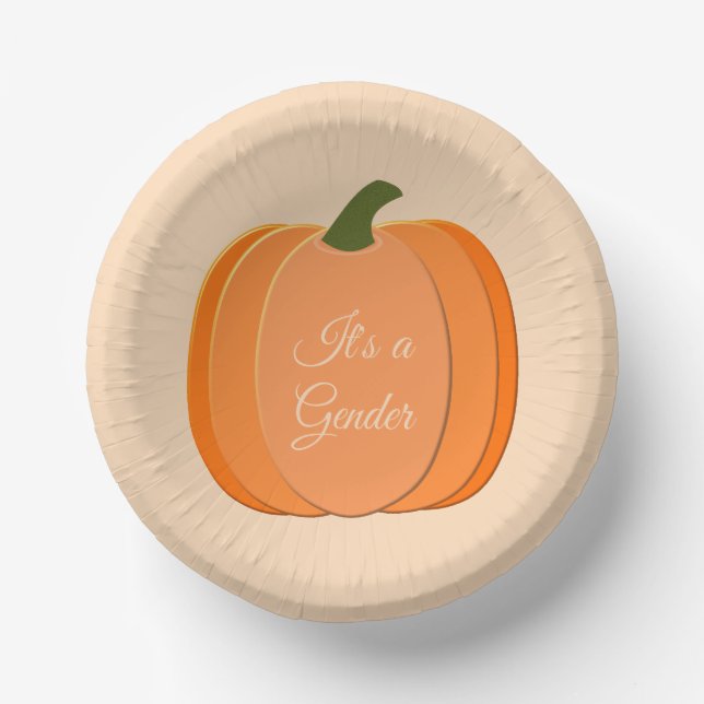 Cute Orange Gender Neutral Pumpkin Custom Paper Bowls (Front)
