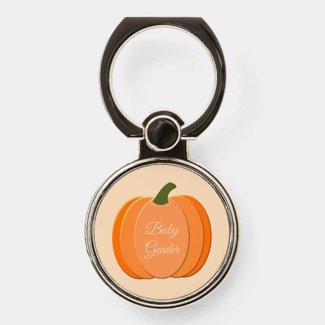 Cute Orange Gender Neutral Pumpkin Custom Phone Ring Stand (Front)
