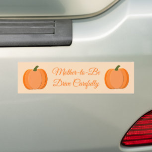 Cute Orange Gender Neutral Pumpkin Custom Pregnant Bumper Sticker