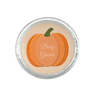 Cute Orange Gender Neutral Pumpkin Custom Ring