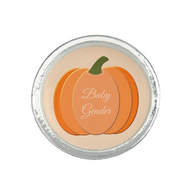 Cute Orange Gender Neutral Pumpkin Custom Ring (Front)