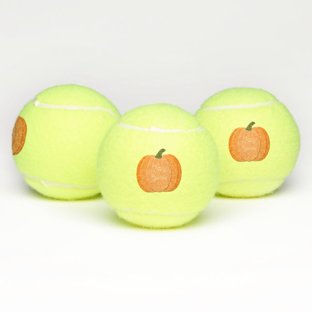 Cute Orange Gender Neutral Pumpkin Custom Tennis Balls (Multi)