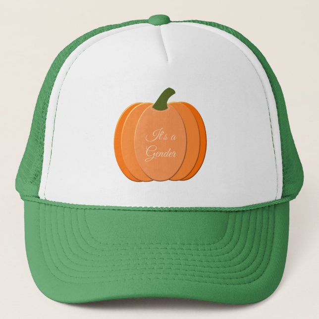 Cute Orange Gender Neutral Pumpkin Custom Trucker Hat (Front)