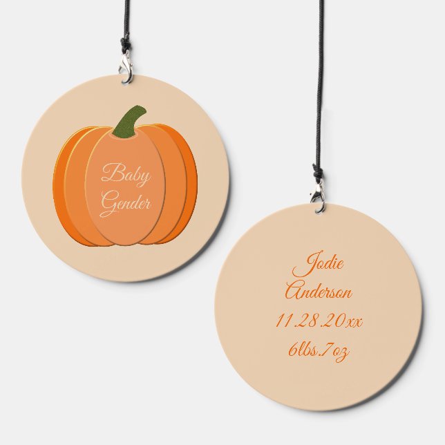 Cute Orange Gender Neutral Pumpkin Custom Wind Chime (Front & Back)