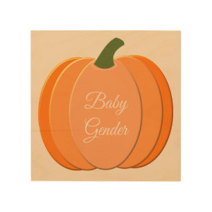 Cute Orange Gender Neutral Pumpkin Custom Wood Wall Art
