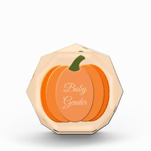 Cute Orange Gender Neutral Pumpkin Gender Reveal Acrylic Award