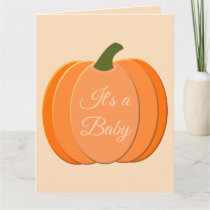 Cute Orange Gender Neutral Pumpkin Gender Reveal Card