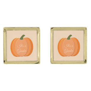 Cute Orange Gender Neutral Pumpkin Gender Reveal Cufflinks