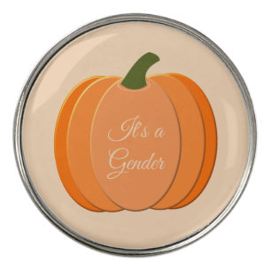 Cute Orange Gender Neutral Pumpkin Gender Reveal Golf Ball Marker
