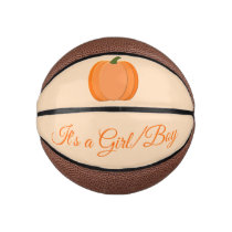 Cute Orange Gender Neutral Pumpkin Gender Reveal Mini Basketball