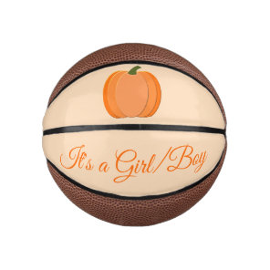 Cute Orange Gender Neutral Pumpkin Gender Reveal Mini Basketball