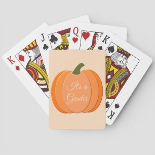 Cute Orange Gender Neutral Pumpkin Gender Reveal Poker Cards