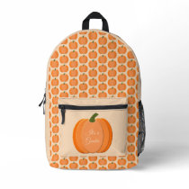 Cute Orange Gender Neutral Pumpkin Gender Reveal Printed Backpack