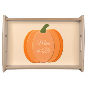 Cute Orange Gender Neutral Pumpkin Mom to Be Serving Tray