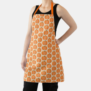 Cute Orange Gender Neutral Pumpkin Patterned Apron