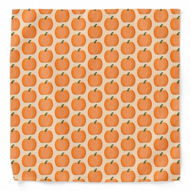 Cute Orange Gender Neutral Pumpkin Patterned Bandana (Front)