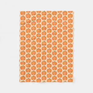 Cute Orange Gender Neutral Pumpkin Patterned Fleece Blanket