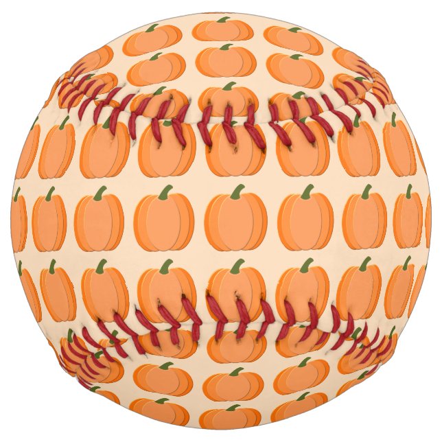 Cute Orange Gender Neutral Pumpkin Patterned Softball (Front)