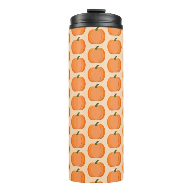 Cute Orange Gender Neutral Pumpkin Patterned Thermal Tumbler (Front)