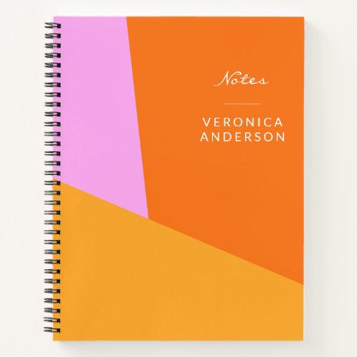 Cute Orange Geometric Color Block Personalized  Notebook