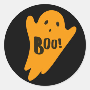 Cute orange ghost BOO classic halloween Classic Round Sticker