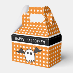 Cute Orange Ghost Halloween Party Favor Boxes