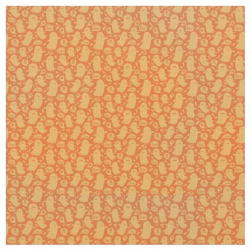 Cute Orange Ghost Pattern Fabric