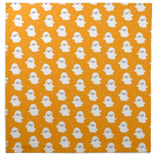 Cute Orange Ghost Pattern – Halloween Design Cloth Napkin
