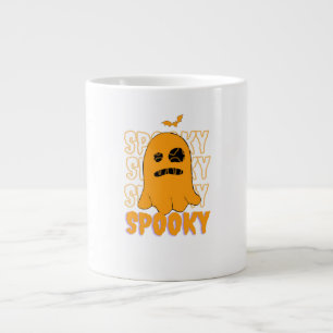 Cute Orange Ghost Spooky Season Halloween Design Giant Coffee Mug