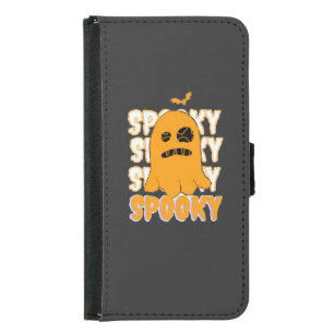 Cute Orange Ghost Spooky Season Halloween Design Samsung Galaxy S5 Wallet Case