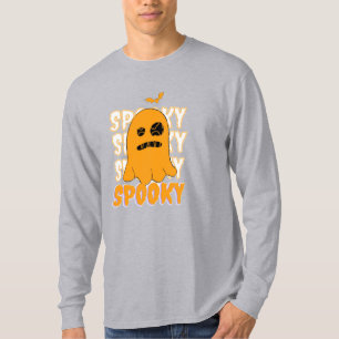 Cute Orange Ghost Spooky Season Halloween Design T-Shirt