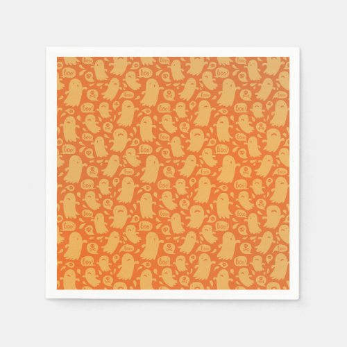 Cute Orange Ghosts Halloween Napkins