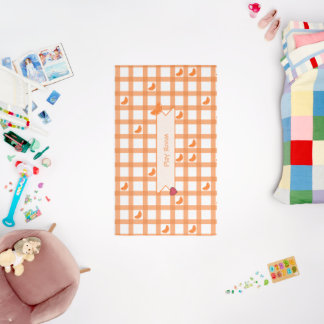 Cute Orange Gingham Nursery & Kids Play Room Rug
