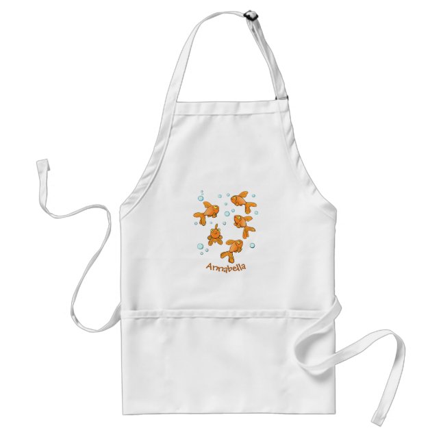 Cute orange goldfish cartoon illustration adult apron (Front)