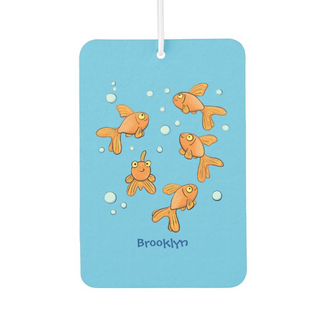 Cute orange goldfish cartoon illustration  air freshener (Front)