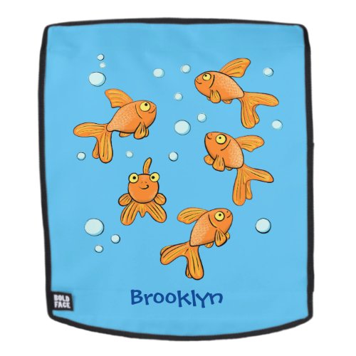 Cute orange goldfish cartoon illustration backpack