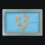 Cute orange goldfish cartoon illustration belt buckle<br><div class="desc">This fun design features of bright orange goldfish. All done in happy cartoon style!</div>