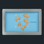 Cute orange goldfish cartoon illustration belt buckle<br><div class="desc">This fun design features of bright orange goldfish. All done in happy cartoon style!</div>